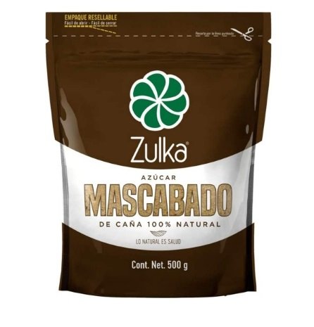 Azúcar Mascabada Zulka 500 gramos presentación de producto