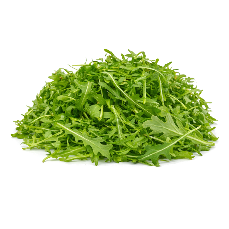 Arúgula fresca gourmet con hojas verdes intensas y sabor apimentado