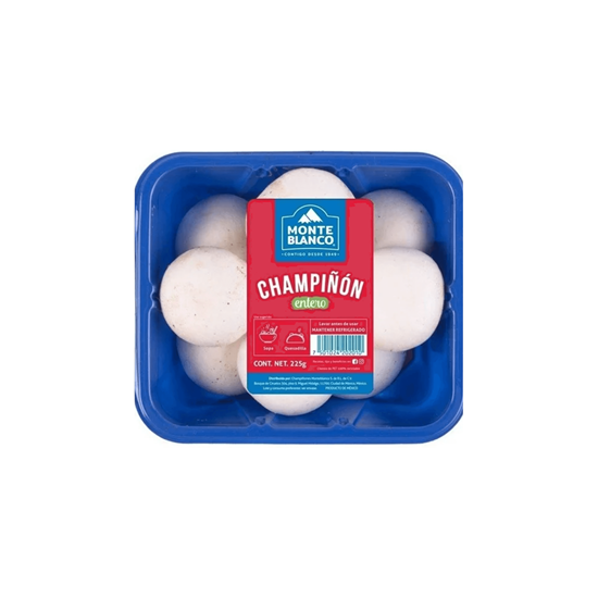 Champiñón entero fresco Monte Blanco 225g charola blanca de calidad premium