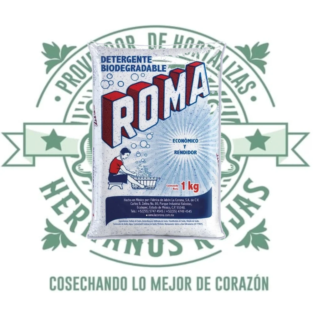 Detergente Roma 1kg en polvo para limpieza profesional de cocinas y restaurantes