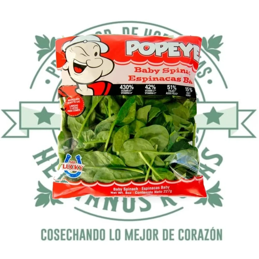 Espinaca Baby Mr. Lucky orgánica certificada CCOF de Distribuidora Hermanos Rojas Querétaro