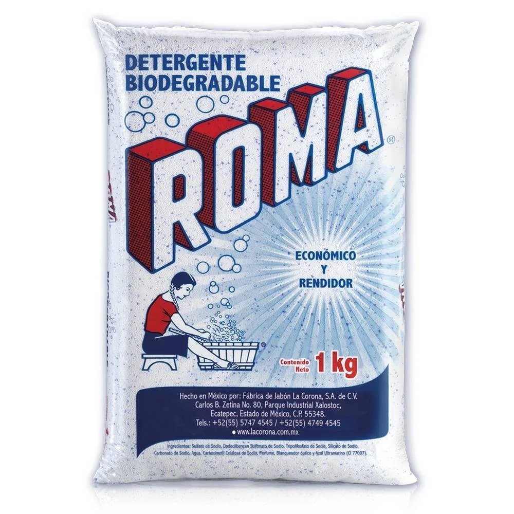 Detergente Roma 1kg en polvo para limpieza profesional de cocinas y restaurantes