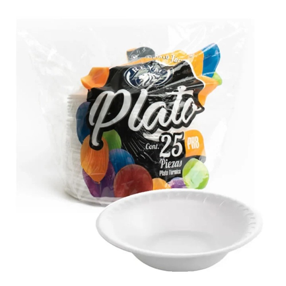 Plato pozolero desechable blanco redondo para servir pozole