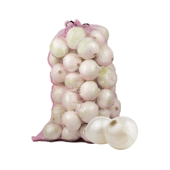 Cebolla blanca premium grande sin pelar en arpilla de 25kg para mayoreo
