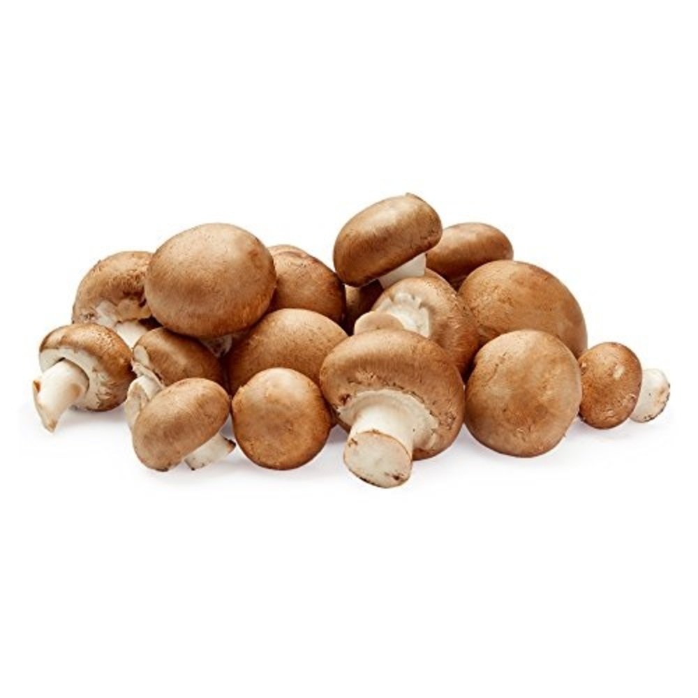 Hongos cremini frescos color marrón oscuro de alta calidad, variedad baby bella